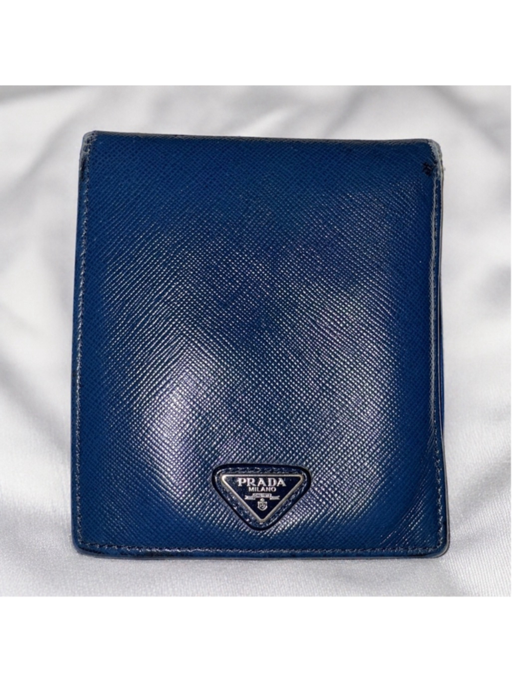 Prada Blue Saffiano Leather Bifold Wallet Card Holder